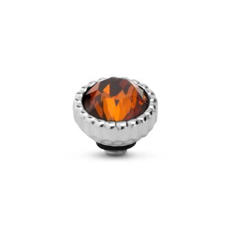 Steentje twisted  Bali Petite stone Smoked Amber 7 mm zilver TME1 - Melano