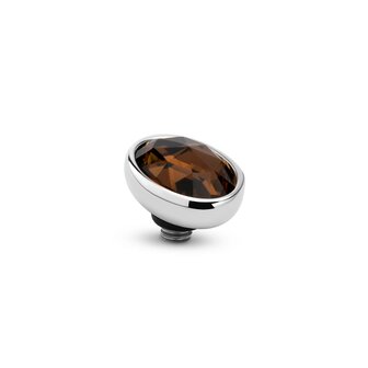 Steentje twisted Misty  stone Coffee 9,5 mm zilver TME3 - Melano