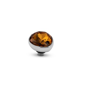 Steentje twisted Raindrop stone Smoked Amber zilver 9,5 mm TME4 - Melano