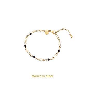 Armband B56307-1 Oval chain black goud - Day&amp;Eve