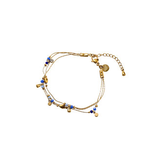 Armband B56316-2 3 lines blue goud - Day&amp;Eve