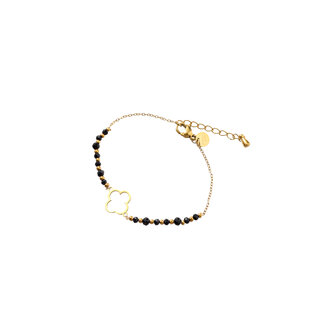 Armband B56320-1 Open clover black goud - Day&amp;Eve