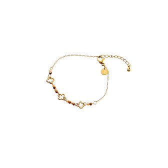 Armband B56329-2 3 clover brown goud - Day&amp;Eve