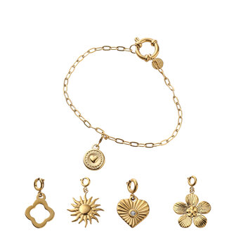 Bedelarmband met losse bedels BSET551-2 goud - Day&amp;Eve