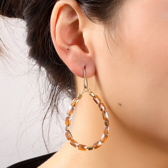 Oorbellen E55220-6 Big bead drop toffee goud - Day&amp;Eve