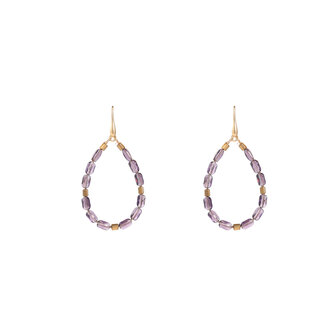 Oorbellen E55220-4 Big bead drop paars goud - Day&amp;Eve
