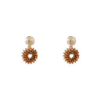 Oorbellen E55219-5 Big bead round dangle coffee goud - Day&amp;Eve