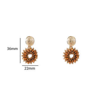 Oorbellen E55219-5 Big bead round dangle coffee goud - Day&amp;Eve