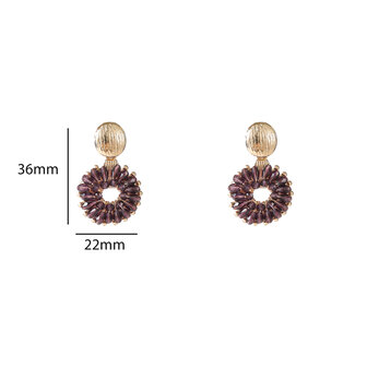 Oorbellen E55219-4 Big bead round dangle donker paars goud - Day&amp;Eve