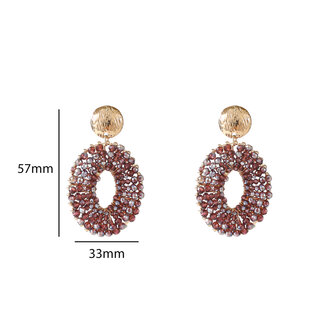 Oorbellen E55227-4 beaded oval drop paars goud - Day&amp;Eve