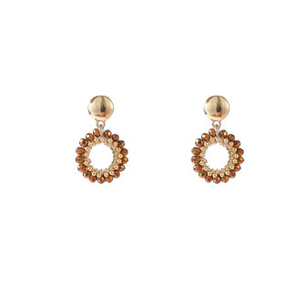 Oorbellen E55215-2  Round dangle bruin goud - Day&amp;Eve