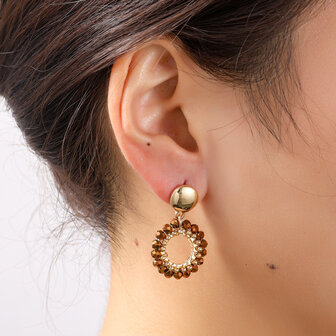 Oorbellen E55215-2  Round dangle bruin goud - Day&amp;Eve