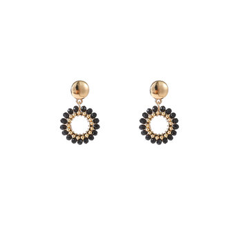 Oorbellen E55215-1  Round dangle zwart goud - Day&amp;Eve