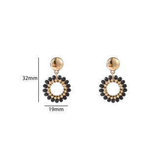Oorbellen E55215-1  Round dangle zwart goud - Day&amp;Eve