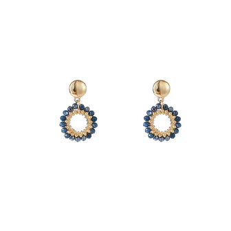 Oorbellen E55215-5 Round dangle blauw goud - Day&amp;Eve