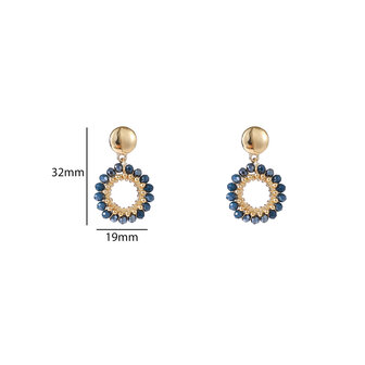 Oorbellen E55215-5 Round dangle blauw goud - Day&amp;Eve