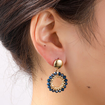Oorbellen E55215-5 Round dangle blauw goud - Day&amp;Eve