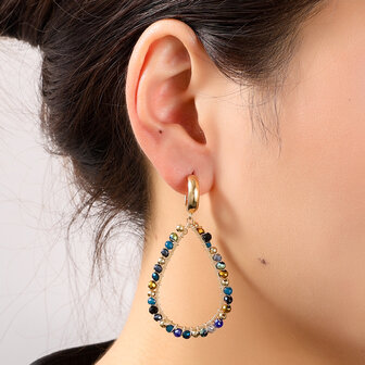 Oorbellen E55217-5  Open drop blauw goud - Day&amp;Eve
