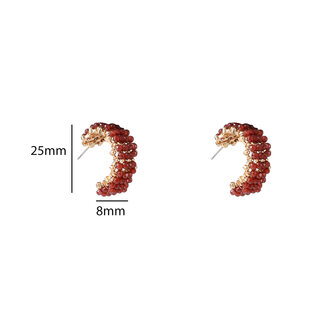 Oorbellen E55226-5  Beaded hoop burgundy goud - Day&amp;Eve