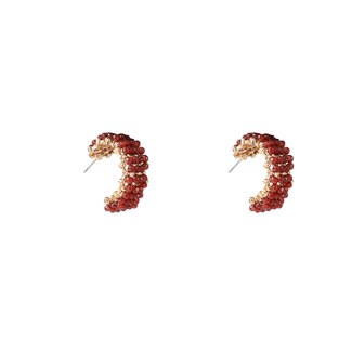 Oorbellen E55226-5  Beaded hoop burgundy goud - Day&amp;Eve