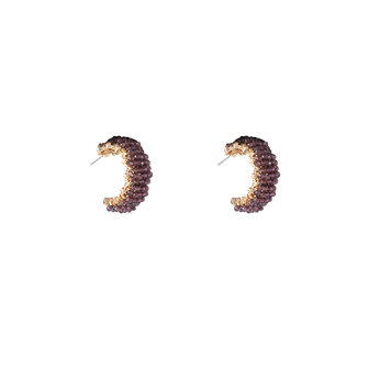 Oorbellen E55226-6 Beaded hoop paars goud - Day&amp;Eve