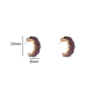 Oorbellen E55226-6 Beaded hoop paars goud - Day&amp;Eve