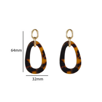 Oorbellen E55019-2  Open round dangle leopard goud - Day&amp;Eve