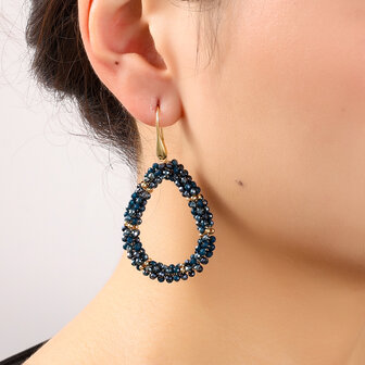 Oorbellen E55218-5 Drop dangle blauw goud - Day&amp;Eve