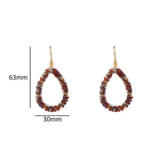 Oorbellen E55218-9 Drop dangle burgundy goud - Day&amp;Eve