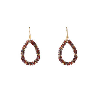 Oorbellen E55218-9 Drop dangle burgundy goud - Day&amp;Eve