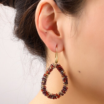 Oorbellen E55218-9 Drop dangle burgundy goud - Day&amp;Eve