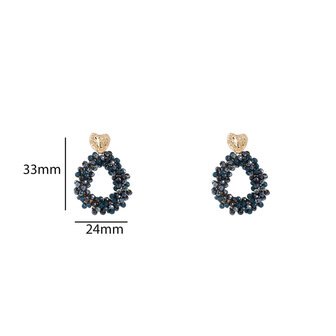 Oorbellen E55216-5 Heart drop blauw goud - Day&amp;Eve