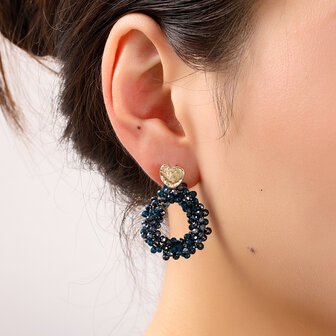 Oorbellen E55216-5 Heart drop blauw goud - Day&amp;Eve