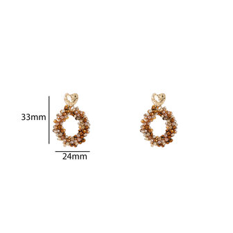 Oorbellen E55216-7 Heart drop bruin goud - Day&amp;Eve