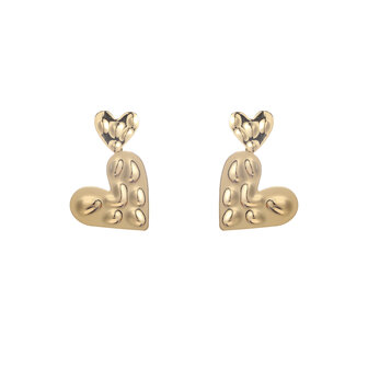 Oorbellen E55076-2 dubble heart dangle goud - Day&amp;Eve