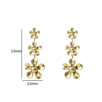 Oorbellen E55090-2 3 flower dangle goud - Day&amp;Eve