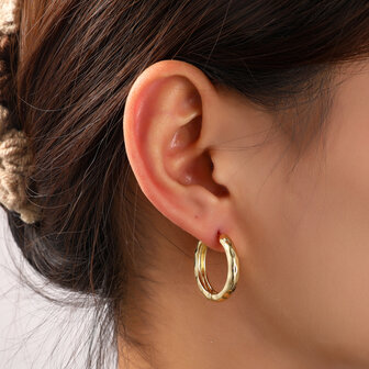 Oorbellen E55055-2 Natural hoop goud - Day&amp;Eve