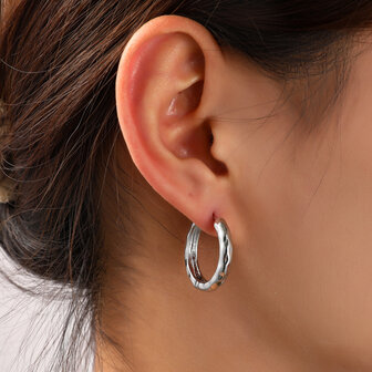 Oorbellen E55055-1 Natural hoop zilver - Day&amp;Eve