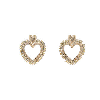 Oorbellen E55206-3 squared beads heart champagne  goud - Day&amp;Eve