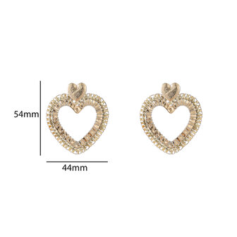 Oorbellen E55206-3 squared beads heart champagne  goud - Day&amp;Eve