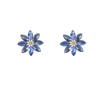 Oorbellen E55141-2  Big flower stuf blauw goud - Day&amp;Eve