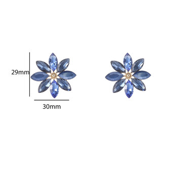 Oorbellen E55141-2  Big flower stuf blauw goud - Day&amp;Eve