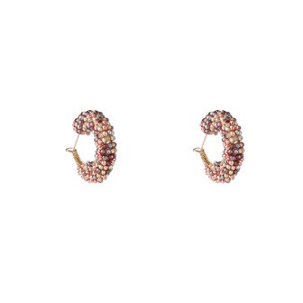 Oorbellen E55234-2 Small beads hoop bruin goud - Day&amp;Eve