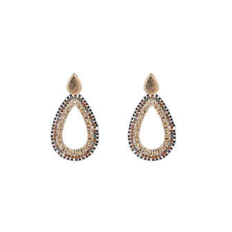Oorbellen E55207-1 Square beads drop bruin goud - Day&amp;Eve