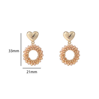 Oorbellen E5085-08 Cute heart dangle champagne goud - Day&amp;Eve