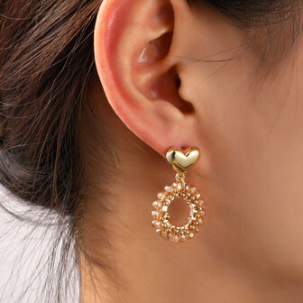 Oorbellen E5085-08 Cute heart dangle champagne goud - Day&amp;Eve