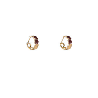 Oorbellen E55025-4 Heart ring burgundy goud - Day&amp;Eve