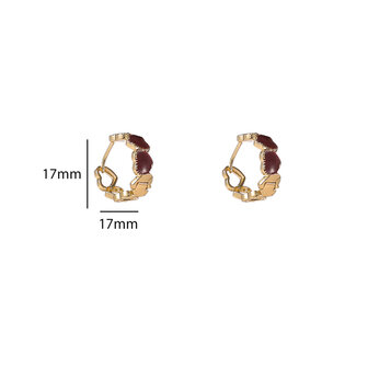 Oorbellen E55025-4 Heart ring burgundy goud - Day&amp;Eve