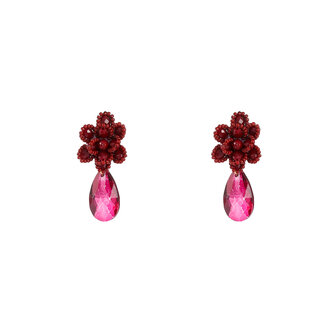Oorbellen E55222-3 Flower stud dangle burgundy - Day&amp;Eve