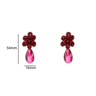 Oorbellen E55222-3 Flower stud dangle burgundy - Day&amp;Eve